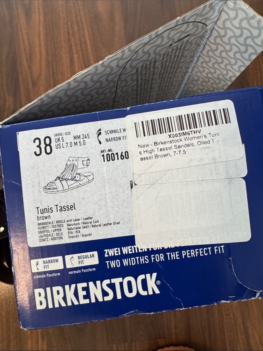 NIB Birkenstock Tunis Tassel Brown Leather Fringe Stud Sandals - Picture 3 of 3